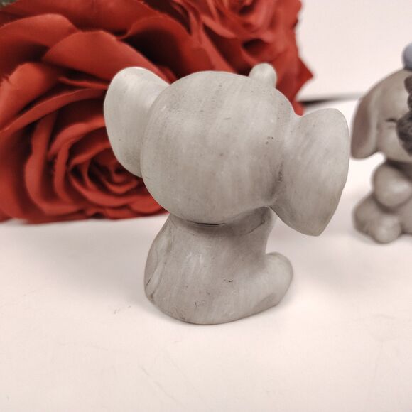 Vtg Pair Of Elephant Figurines Playful Nursery Mouse On Trunk Decor Taiwan Made - Picture 3 of 11